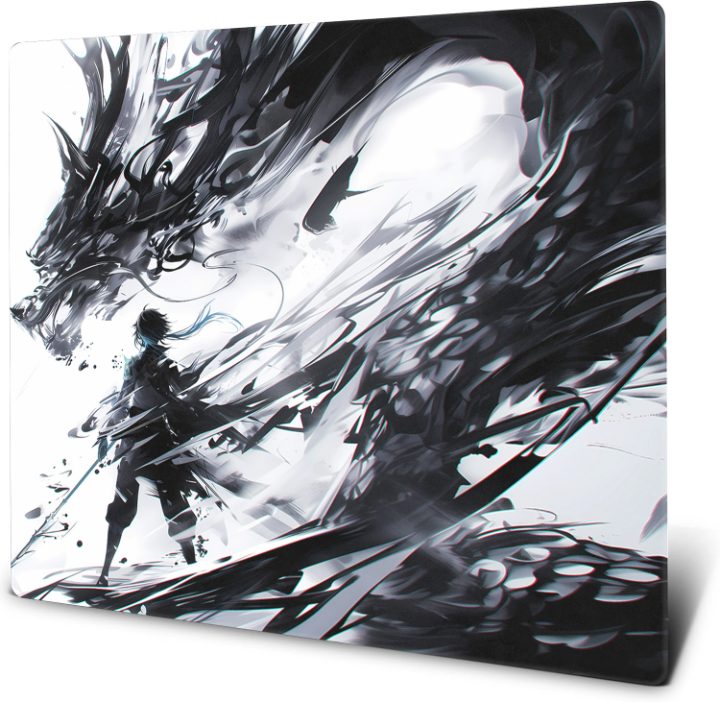 Glyss Samu glass mousepad, ink-wash samurai print